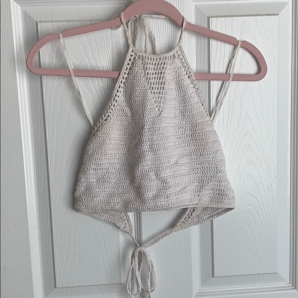 White Knit Bikini Top